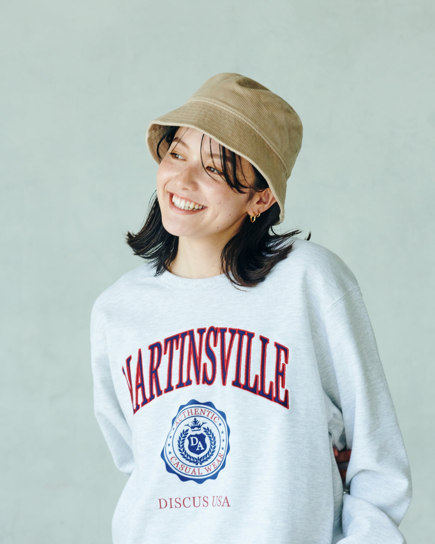 裏毛アップリケクルースウェット
