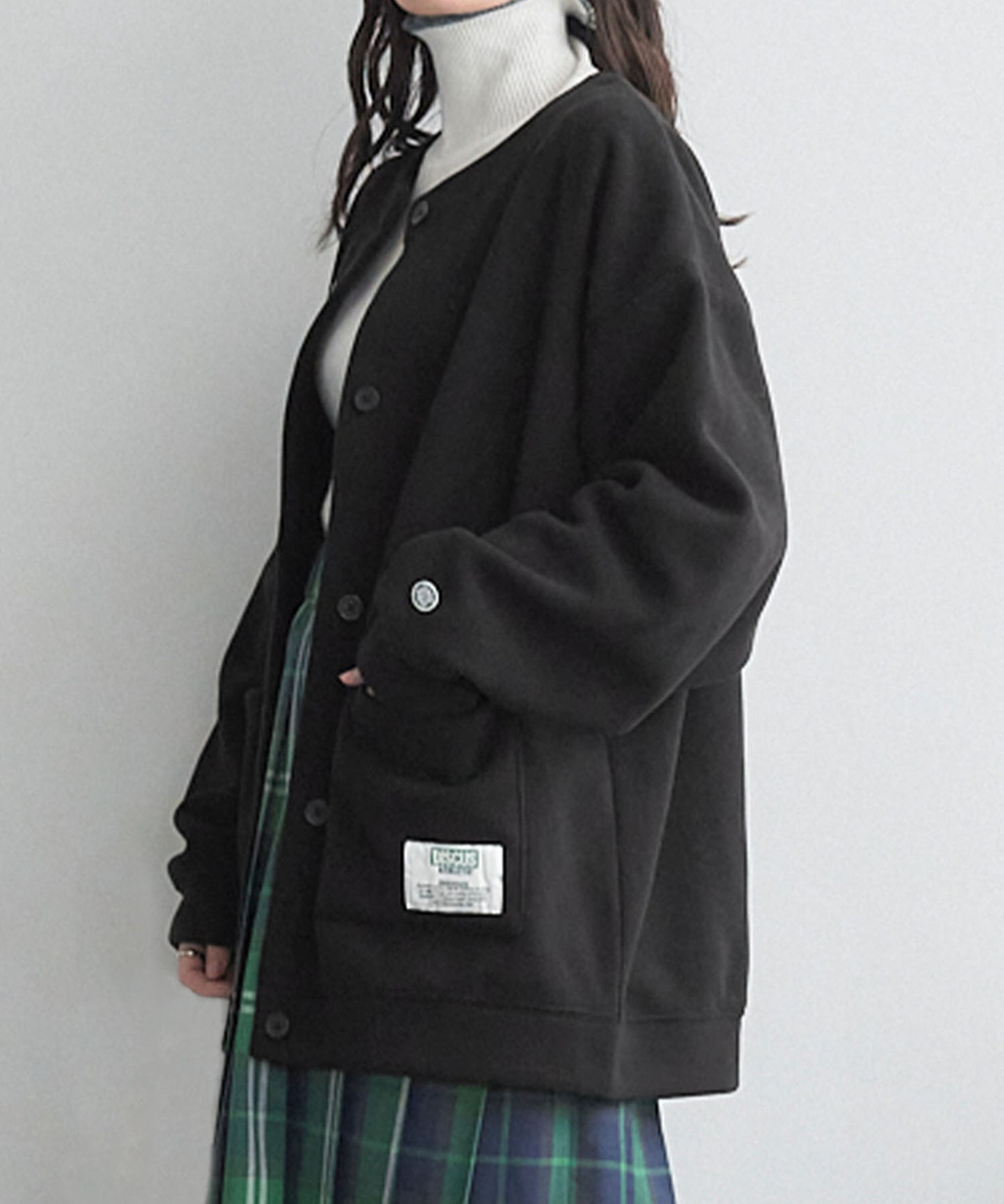 フリースクルーカーディガン